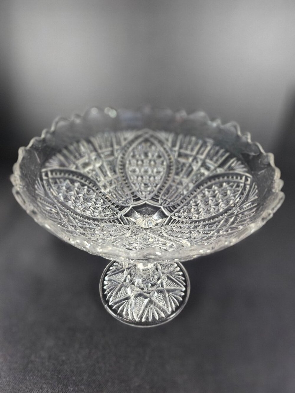 Antique EAPG Clear Compote New Martinsville Glass Company Perkins Pattern